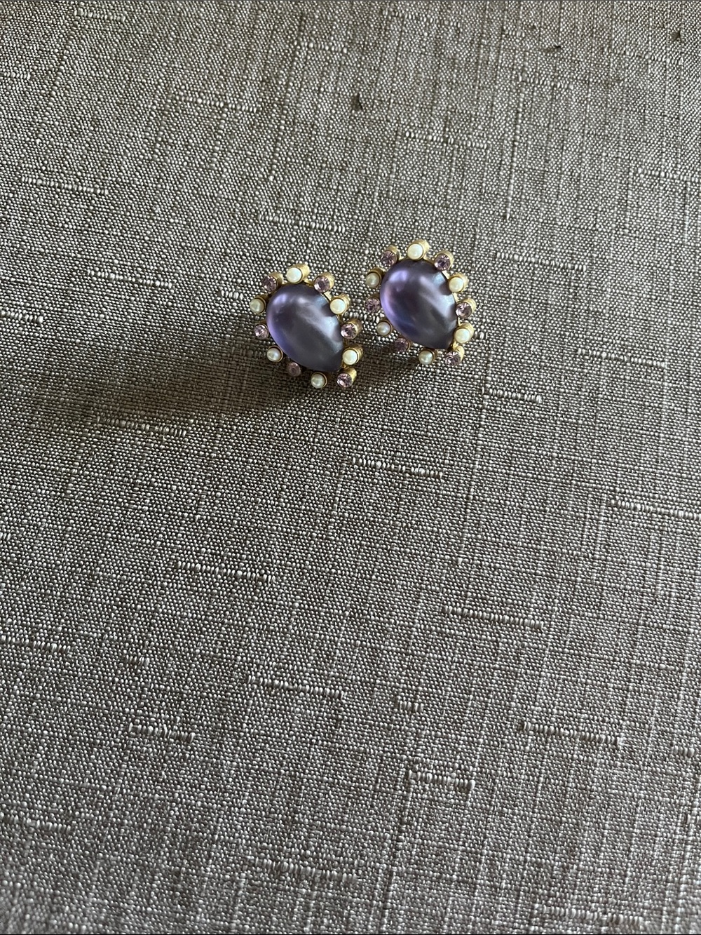 Vintage Purple, Pearl & Rhinestone Earrings